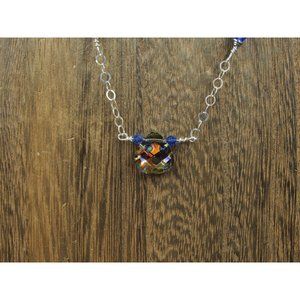 16 Inch Sterling Silver Odd Style Crystal Necklace